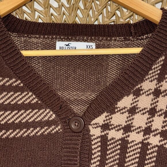 Hollister brown button up cardigan sweater size xxsmall - Picture 3 of 5